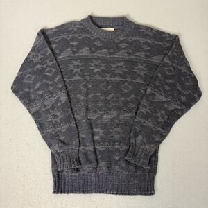 Vintage ALPS Merrimac Valley New England Knit Sweater USA Geometric Gray